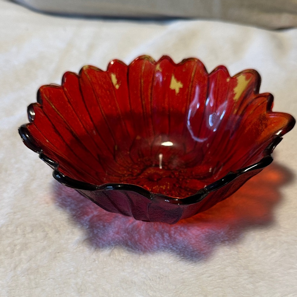 Elegant Red Glass Bowl